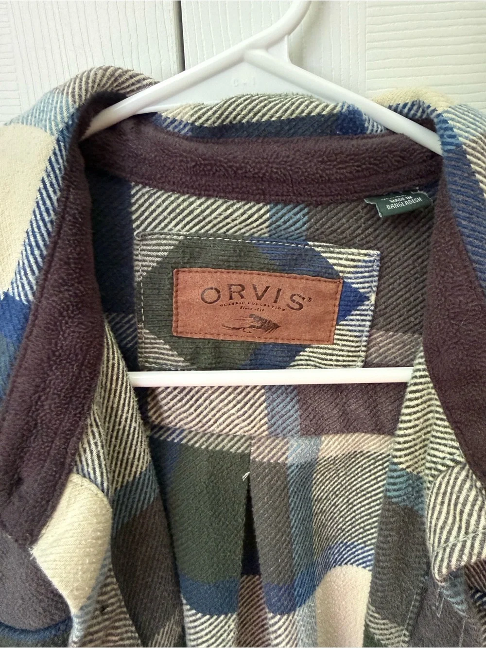 Orvis Plaid Fleece-Lined Jacket in Green, Blue & Cream
